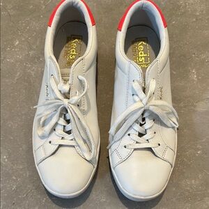 Keds White Leather Sneakers with Orange Detail